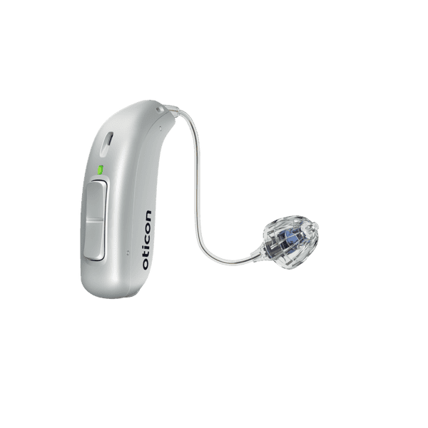 Oticon_More_miniRITE_T_Left_C044Silver_LEDgreen_Speaker60_OpenBassDome_500pctSize_cdn-optimized